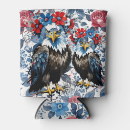 Patriotic USA Bald Eagles Floral Red White Blue Dosenkühler