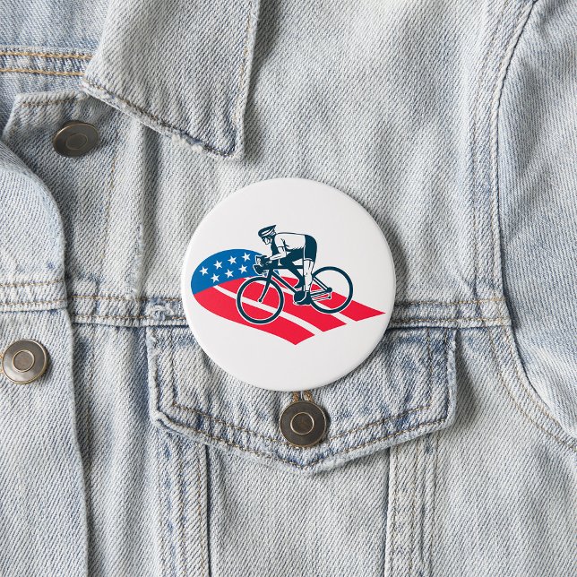 Patriotic USA Cycling American Flag Bike Rider Button (Von Creator hochgeladen)