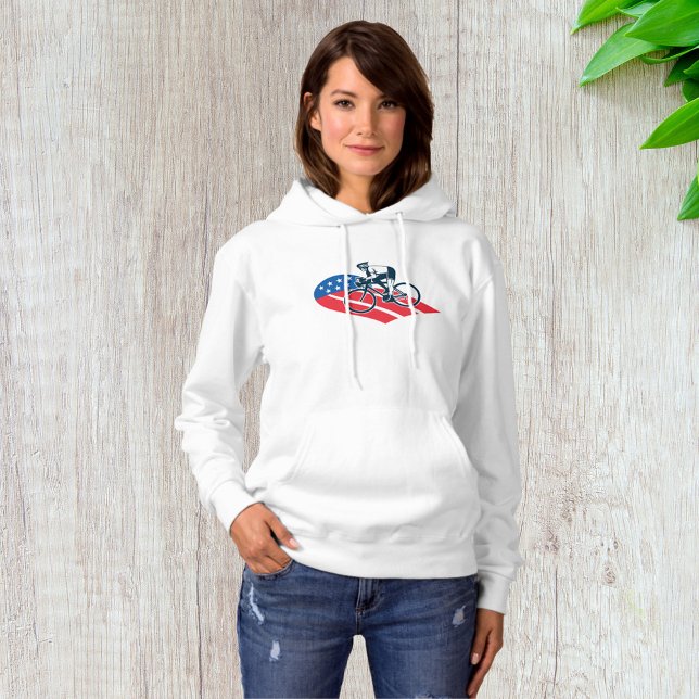 Patriotic USA Cycling American Flag Bike Rider Hoodie (Von Creator hochgeladen)