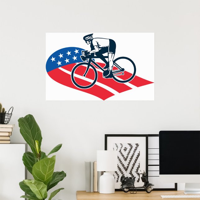 Patriotic USA Cycling American Flag Bike Rider Poster (Von Creator hochgeladen)