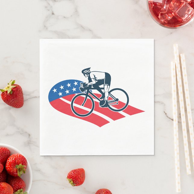 Patriotic USA Cycling American Flag Bike Rider Serviette (Von Creator hochgeladen)