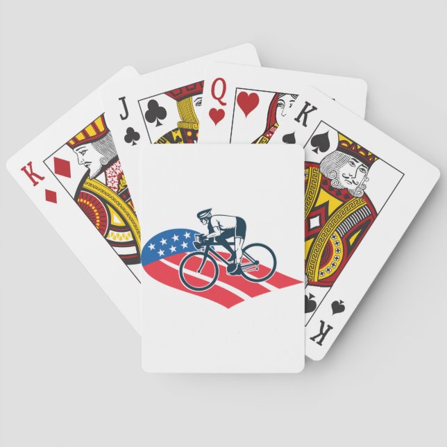 Patriotic USA Cycling American Flag Bike Rider Spielkarten (Rückseite)