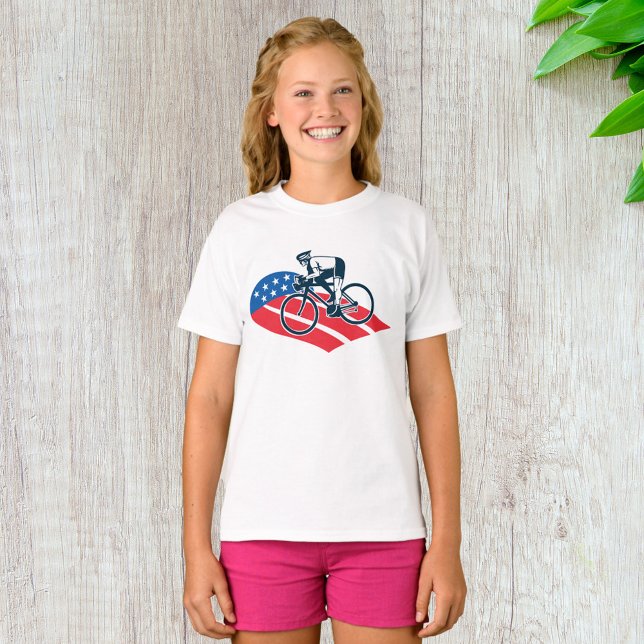 Patriotic USA Cycling American Flag Bike Rider T-Shirt (Von Creator hochgeladen)