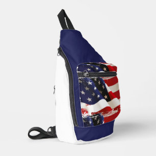 Patriotic USA Flag Backpack Crossbody Bag