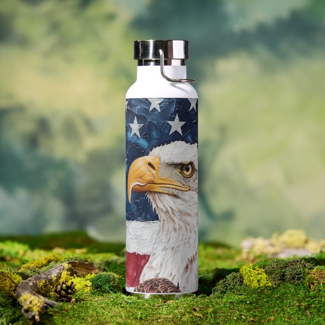 Patriotic USA Flag Bald Eagle Trinkflasche (Außenbereich)