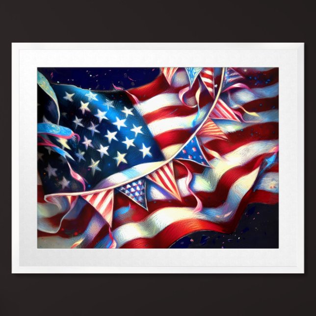 Patriotic USA Flag Bunting Hard Pastell Poster (Von Creator hochgeladen)