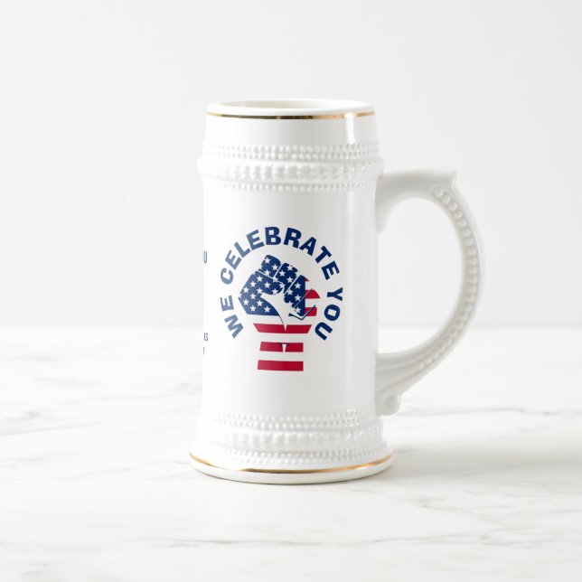Patriotic USA Flag CELEBRATE BEST VATER EVER Bierglas (Rechts)