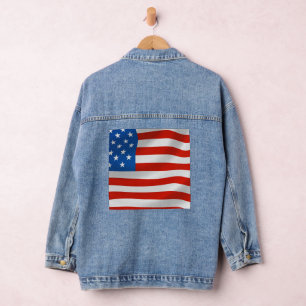 PATRIOTIC USA FLAG DENIM JACKET JEANSJACKE