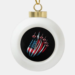 Patriotic USA Flag Fighter Jets Boys 4. Juli Keramik Kugel-Ornament