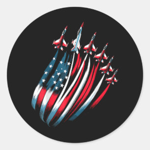Patriotic USA Flag Fighter Jets Boys 4. Juli Runder Aufkleber