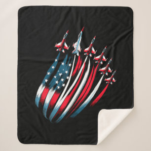 Patriotic USA Flag Fighter Jets Boys 4. Juli Sherpadecke