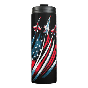 Patriotic USA Flag Fighter Jets Boys 4. Juli Thermosbecher