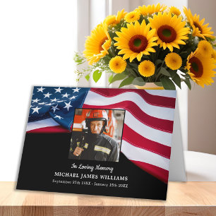 Patriotic USA Flag Firefighter Gedenkfeier Dankeskarte