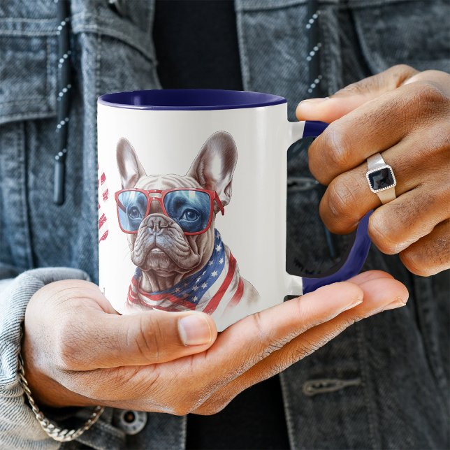 Patriotic USA Flag French Bulldog Tasse (Von Creator hochgeladen)