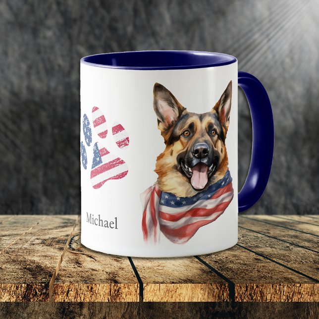 Patriotic USA Flag German Shepherd Dog Tasse (Von Creator hochgeladen)