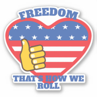 PATRIOTIC USA FLAG HEART THUMBS UP FREEDOM AUFKLEBER