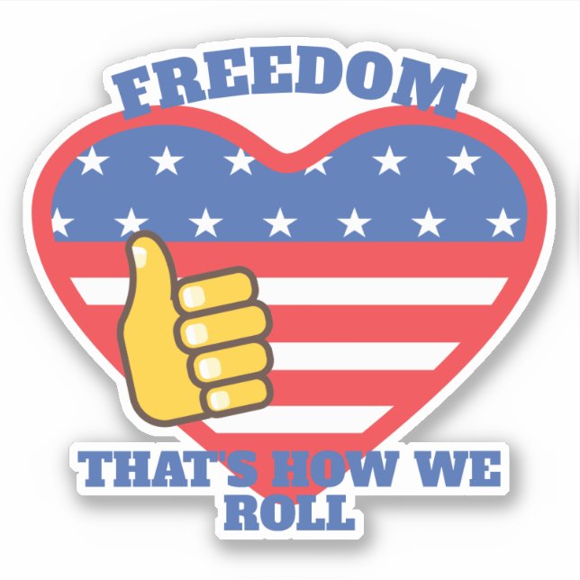 PATRIOTIC USA FLAG HEART THUMBS UP FREEDOM AUFKLEBER (Vorderseite)