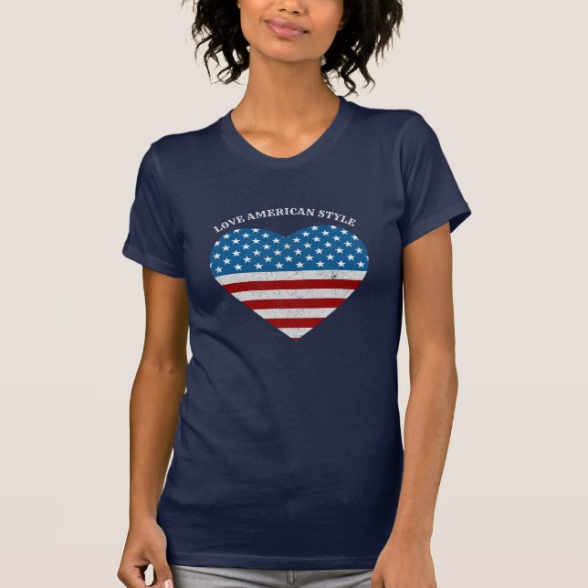 Patriotic USA Flag Herzstück Liebe American Style  T-Shirt (Vorderseite)
