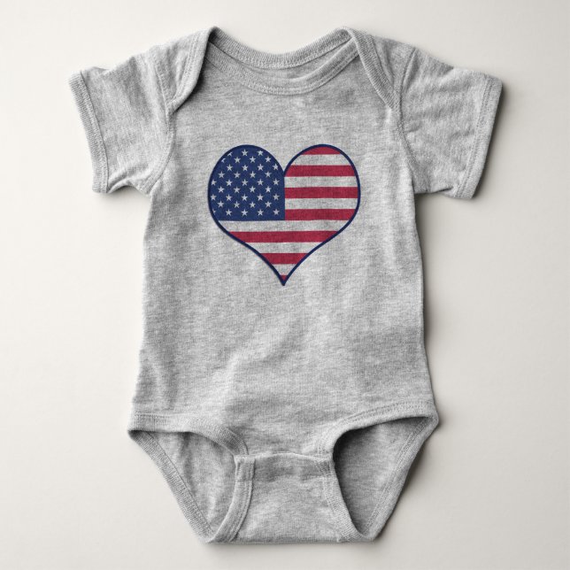 Patriotic USA Flag Herzstück Zuhause der Brave Baby Strampler (Vorderseite)