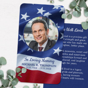 Patriotic USA Flag Memorial Funeral Prayer Card