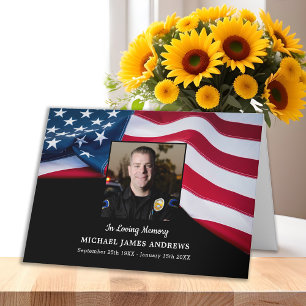 Patriotic USA Flag Police Officer Gedenkfeier Beer Dankeskarte