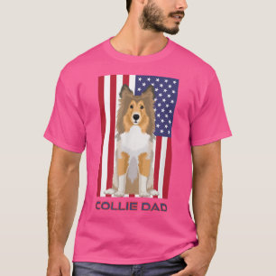 Patriotic USA Flag Rough Coat Collie Dog Vater Tra T-Shirt