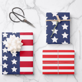 Patriotic USA Flag Stars & Stripes American Geschenkpapier Set