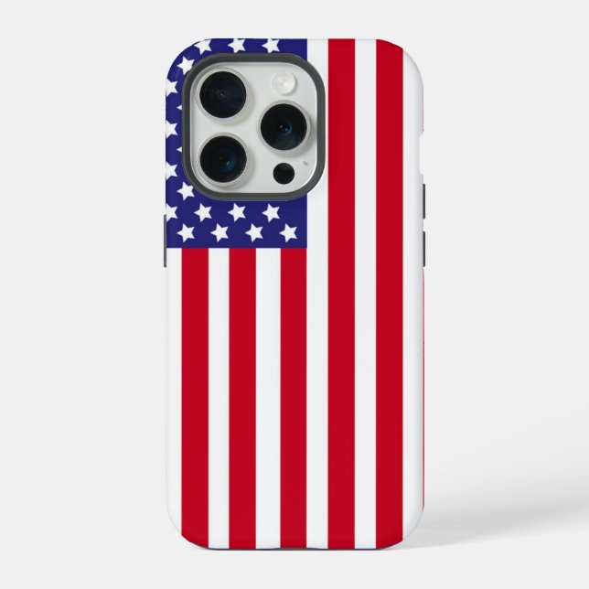 Patriotic USA Flag Stars & Stripes American iPhone 15 Pro Hülle (Rückseite)