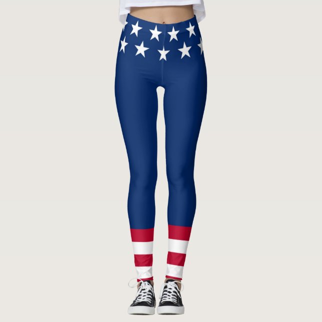 Patriotic USA Flag Stars & Stripes American Leggings (Vorderseite)