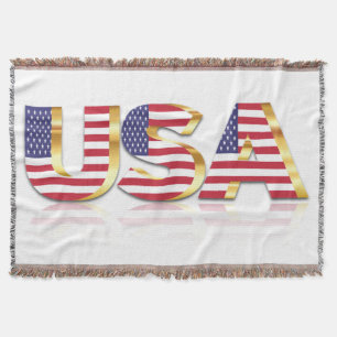 Patriotic USA Flag Throw Blanket Decke