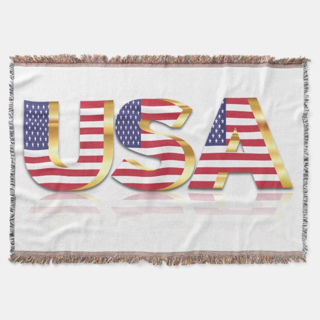 Patriotic USA Flag Throw Blanket Decke (Vorderseite)