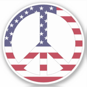 Patriotic USA Flag US Flagge Peace Sign Aufkleber