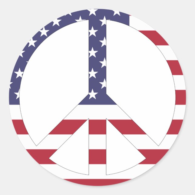 Patriotic USA Flag US Flagge Peace Sign Runder Aufkleber (Vorderseite)