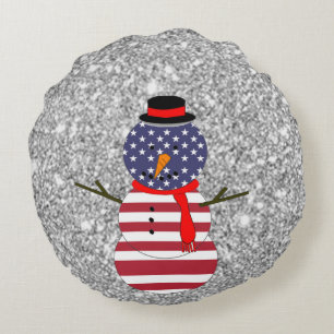 Patriotic USA Flagge Snowman Christmas Throw Pillo Rundes Kissen