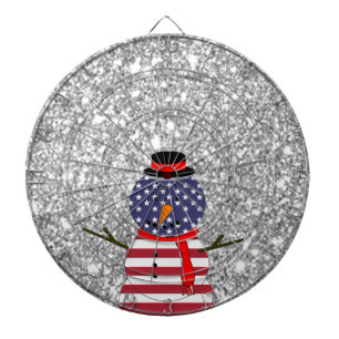 Patriotic USA flagge Snowman Glitzer Weihnachten Dartscheibe