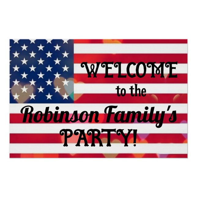 Patriotic USA Flaggenherzen mit Kalligrafietext Poster (Vorderseite)