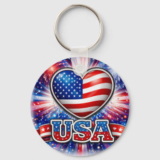 Patriotic USA Heart keychain – American Flag  Schlüsselanhänger
