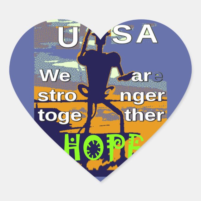 Patriotic USA Hope Graphic Herz-Aufkleber (Vorderseite)