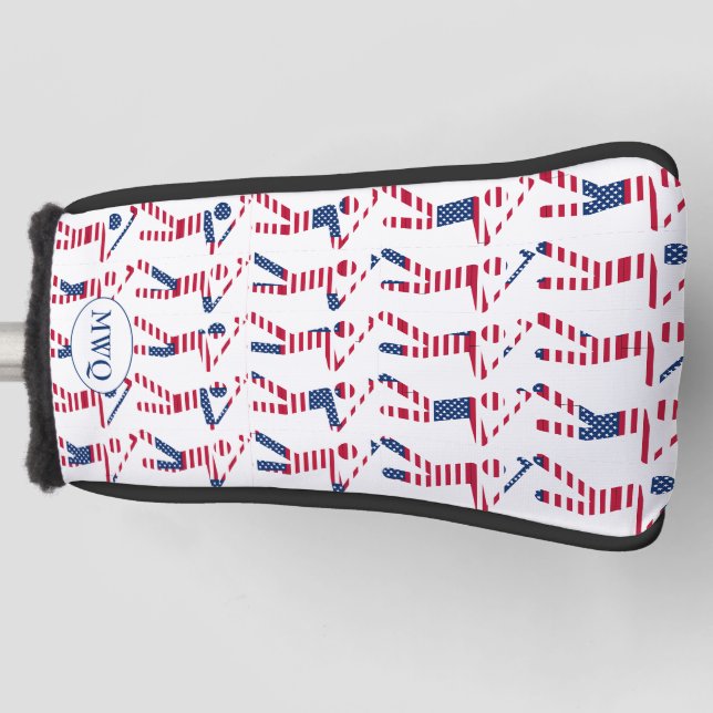Patriotic USA Monogram PUTTER Golf Headcover (Vorderseite)