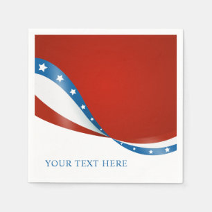 Patriotic USA Red White and Blue with Stars Serviette