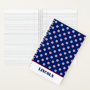 Patriotic USA Red White Blue Stars NAME America Notizbuch