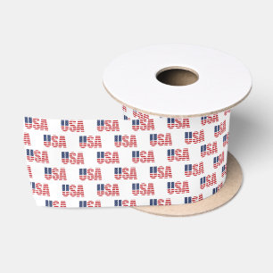 Patriotic USA Satin Ribbon Satinband