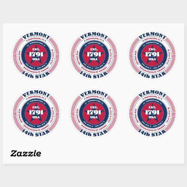Patriotic Vermont Circle Design Sticker (Blatt)
