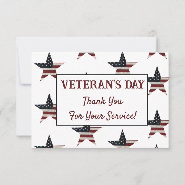 Patriotic Veteran's Day American Flag Star Dankeskarte (Vorderseite)