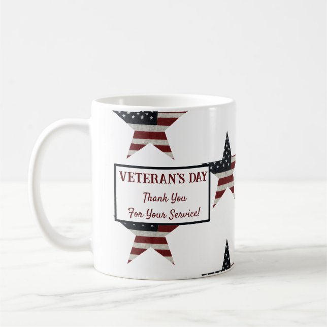 Patriotic Veteran's Day American Flag Star Kaffeetasse (Links)