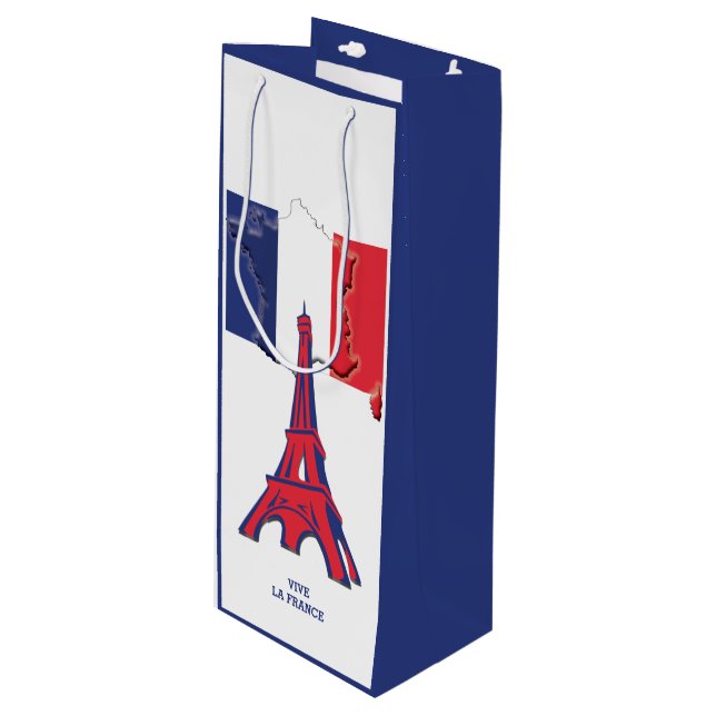 Patriotic Vive La FRANCE Paris Geschenktüte Für Weinflaschen (Vorderseite Schrägansicht)