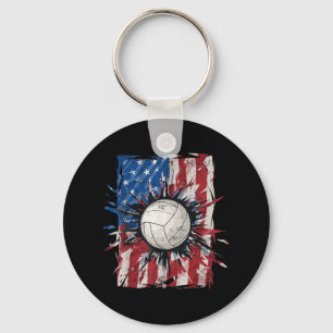 Patriotic Volleyball th July Men USA American F Schlüsselanhänger