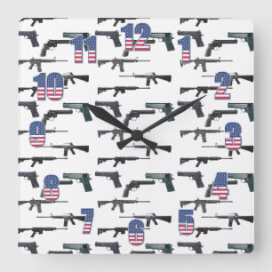 Patriotic Weapons Quadratische Wanduhr