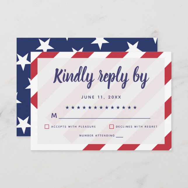 Patriotic Wedding RSVP Card (Vorne/Hinten)