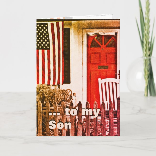 Patriotic Welcome Zuhause Son Military Vielen Dank Dankeskarte (Vorderseite)